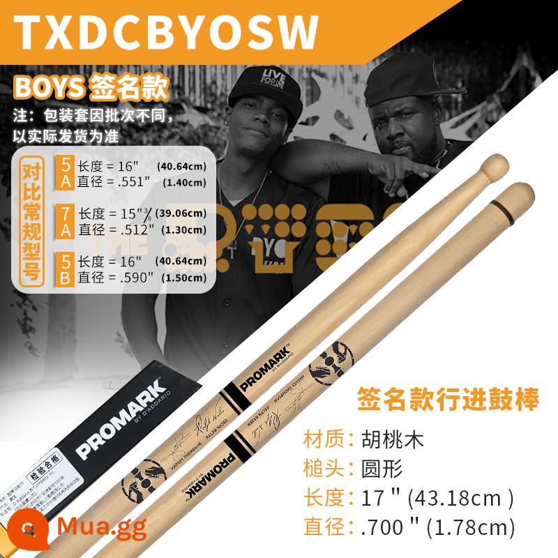 Dùi trống ProMark Drum Stick 5A/7A/5B American Walnut Signature Drum TX5AW Jazz Drum Hammer - Gậy trống diễu hành TXDCBYOSW