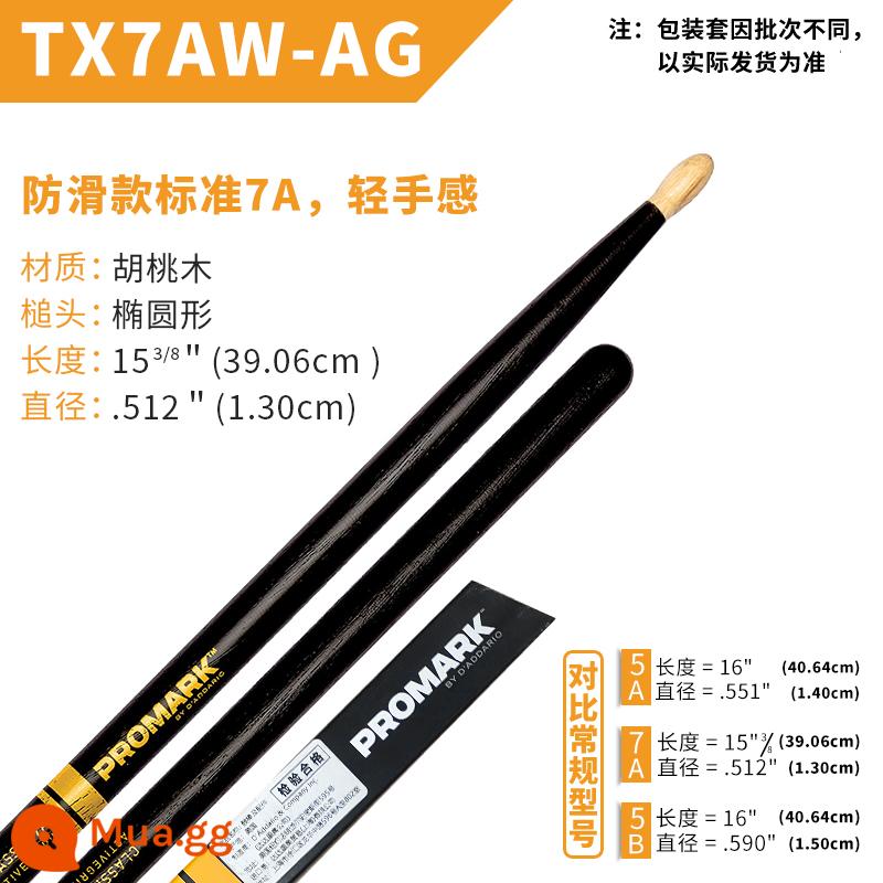 Dùi trống ProMark Drum Stick 5A/7A/5B American Walnut Signature Drum TX5AW Jazz Drum Hammer - 7A chống trượt TX7AW-AG