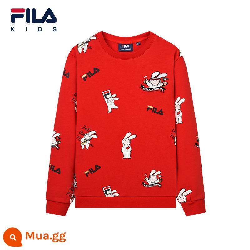 FILAX Anthony Buer Thỏ Fila Quần Áo Trẻ Em Mùa Xuân Năm Mới 2023 Thời Trang Đỏ Bé Trai Và Bé Gái Cotton T - Bản in đầy đủ one-ZA