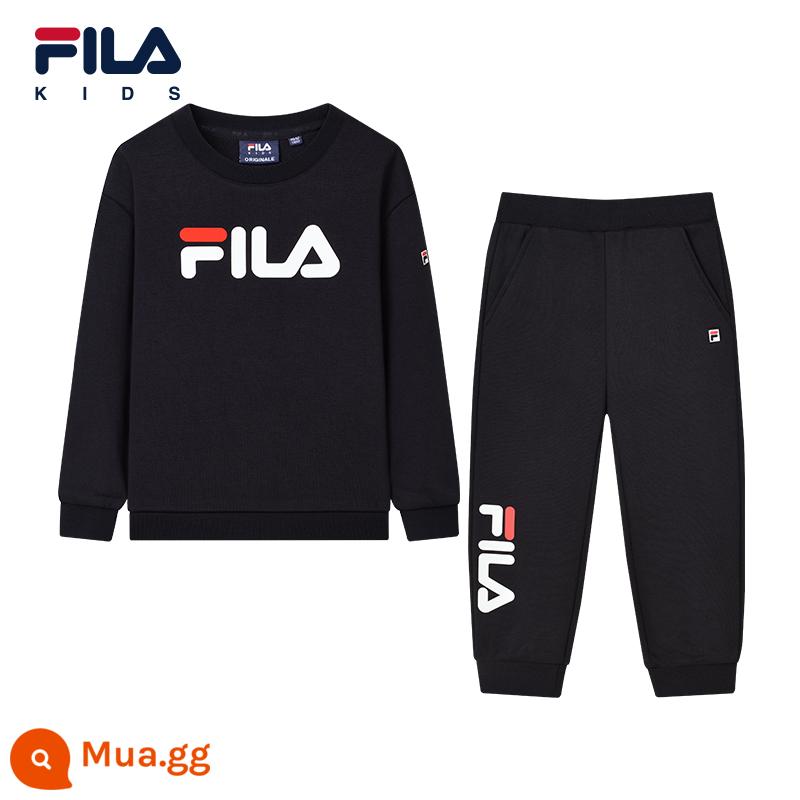 FILA Fila nhung trẻ em thể thao 2023 mới thu đông bé trai và bé gái Áo thun dày quần quần áo mùa thu đông - [Phong cách thông thường] Legend Blue-PNV