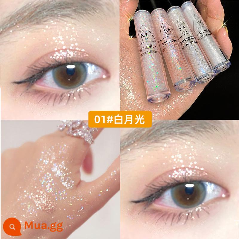 Một giọt nước mắt dạng lỏng bóng mắt lấp lánh bột sequin nằm tằm ngọc trai phân cực sáng chống thấm nước bắt sáng dạng lỏng làm sáng trang điểm mắt đơn sắc - 01#白月光