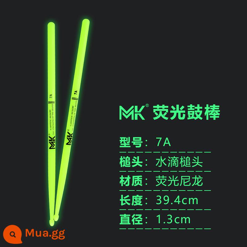 Gậy trống dạ quang 5A giá đỡ trống dùi trống jazz búa trống huỳnh quang sân khấu biểu diễn nylon phát quang dùi trống dùi trống 7A - Trống dạ quang MK xanh 7A