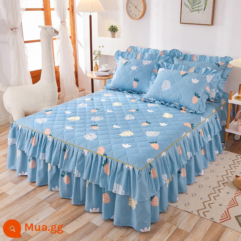 Váy chần bông, ga trải giường cotton nguyên chất, ga trải giường cotton Simmons chống bụi, ga đơn chống trượt 1.5m1.8m 4 - Vườn xuân Y trong xanh trời nhạt