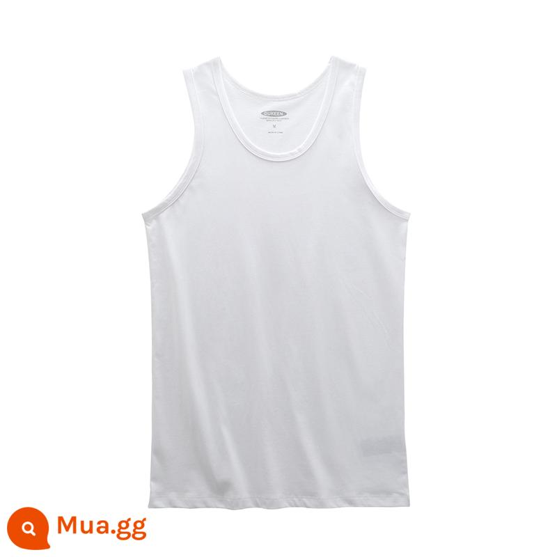 DUKEEN Mỹ cotton vest nam mùa hè áo khoác ngoài thể dục thể thao hạng nặng áo thun không tay áo vest nam vai áo - Trắng