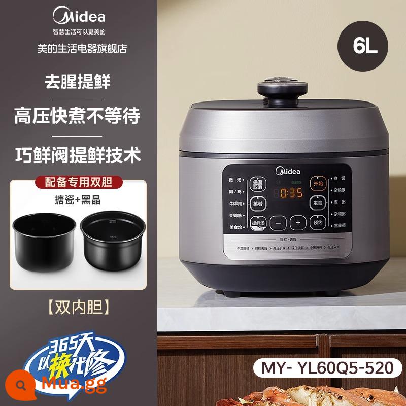 Nồi Áp Suất Điện Tử Midea Nhà 6L Công Suất Lớn Nồi Áp Suất Thông Minh Đa Năng Nồi Cơm Điện Chính Thức Soái Hạm Xác Thực - Bạc [Đăng ảnh và nhận chảo]