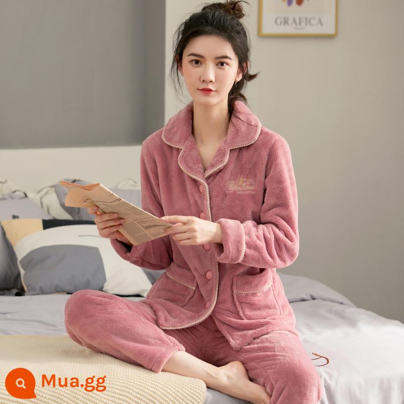 Đồ Ngủ Nữ Mùa Đông Dày Plus Nhung Nỉ San Hô Thu Đông Ấm Dép Nỉ Mùa Đông Nữ Size Lớn Phục Vụ Tại Nhà Phù Hợp Với - 8008 hoa hồng đỏ