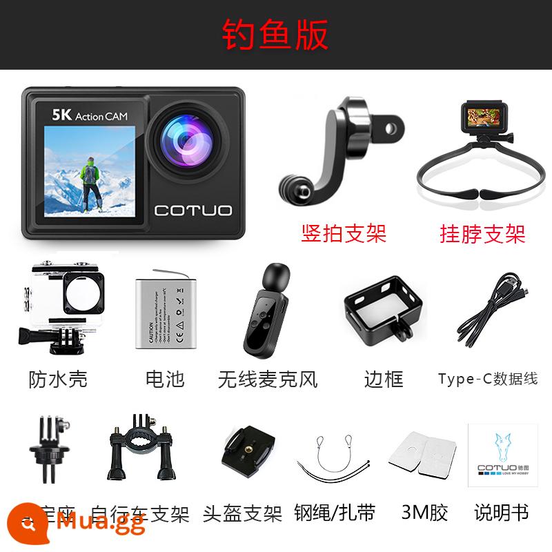 Chitu 5K Camera Thể Thao Lái Xe Máy Đầu Ghi Chống Rung Mũ Bảo Hiểm Đi Câu Cá Chống Nước Ngón Tay Cái Camera - Phiên bản câu cá