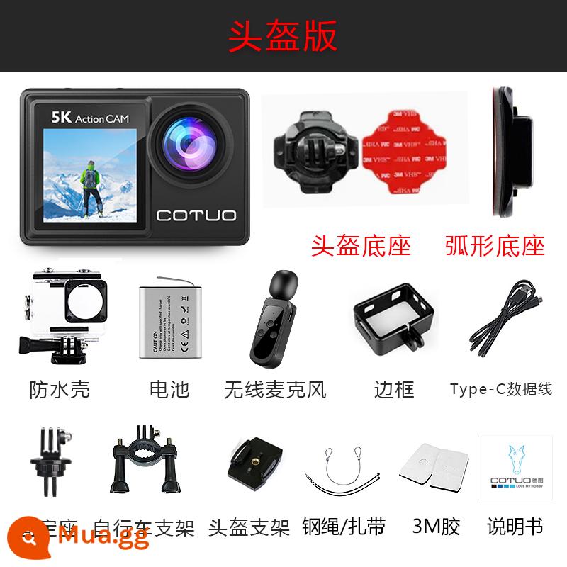 Chitu 5K Camera Thể Thao Lái Xe Máy Đầu Ghi Chống Rung Mũ Bảo Hiểm Đi Câu Cá Chống Nước Ngón Tay Cái Camera - Phiên bản mũ cứng