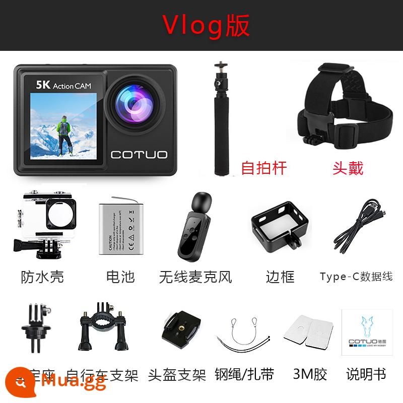 Chitu 5K Camera Thể Thao Lái Xe Máy Đầu Ghi Chống Rung Mũ Bảo Hiểm Đi Câu Cá Chống Nước Ngón Tay Cái Camera - Phiên bản vlog