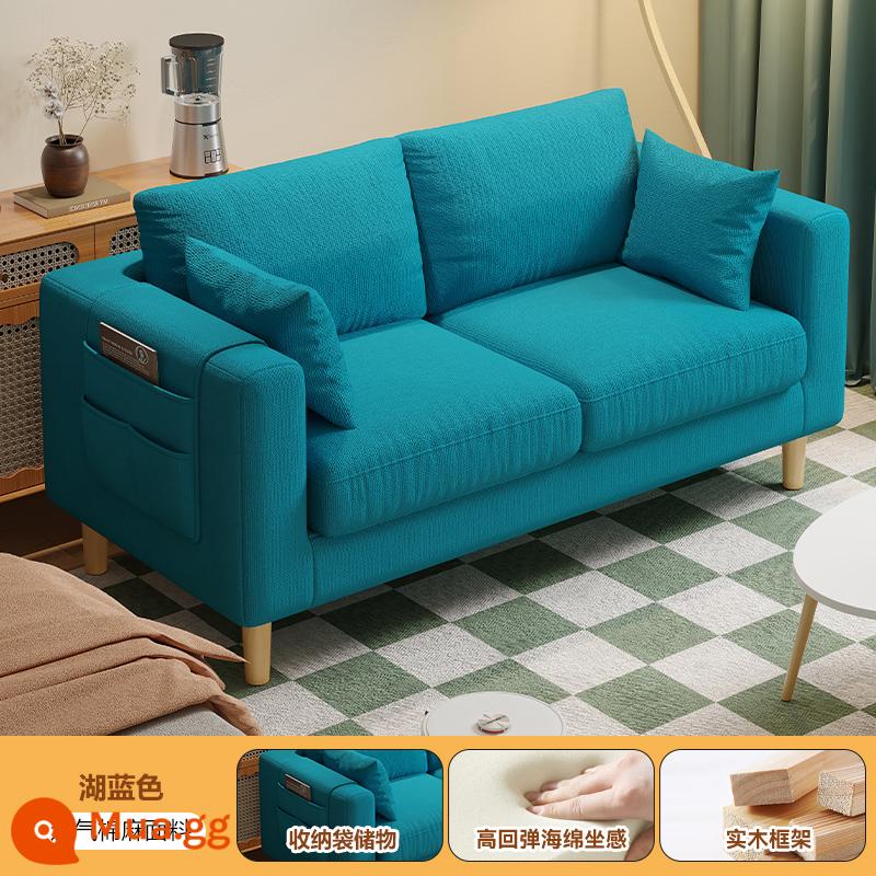 Sofa vải phòng khách 2023 mới khối đậu phụ đơn đơn giản hiện đại cho thuê ghế sofa đôi cho căn hộ nhỏ - Màu xanh hồ [hoàn toàn có thể tháo rời và giặt được + kiểu xốp]