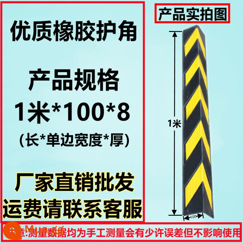 Dải góc cao su góc nhà để xe ngầm dải chống va chạm vành đai phản quang bảo vệ tầng hầm dải cảnh báo xây dựng nhà xưởng góc phải - Cao su thông thường góc vuông màu vàng và đen 1 mét * 100 * 8