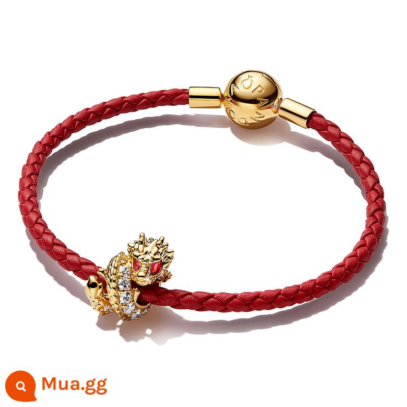 [Quà tặng năm mới] Vòng tay Pandora Pandora Little Golden Dragon Story, Túi phước lành năm hoàng đạo, Dây đỏ Tỳ hưu - Rồng Vàng nhỏ-17.5CM