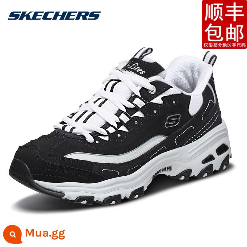 Skechers Giày nam và giày nữ mùa đông Panda Shoes chính thức Cửa hàng hàng đầu Cửa hàng Giày thể thao Giày Thể thao Bottom Daddy Shoes - [Nữ Bốn Mùa] BKW/size 37 trở lên lớn hơn nửa size