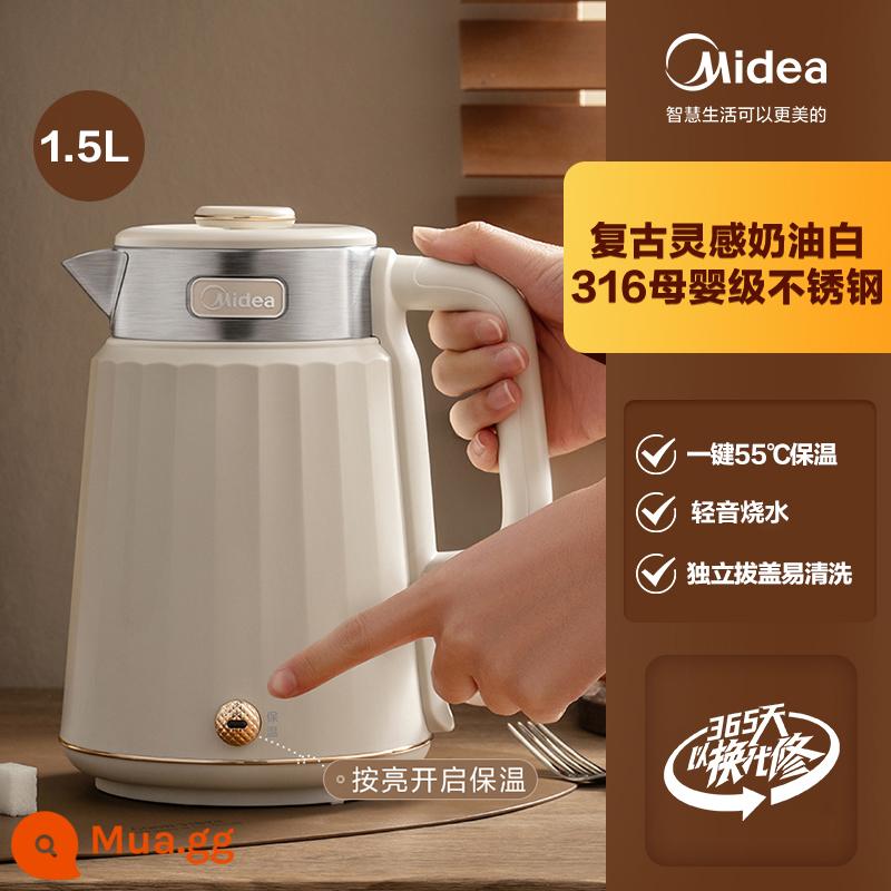 Ấm siêu tốc gia dụng Midea 316L nấu nhanh hoàn toàn tự động 1 nút giữ nhiệt văn phòng thông minh nhiệt độ không đổi điện - quả mơ