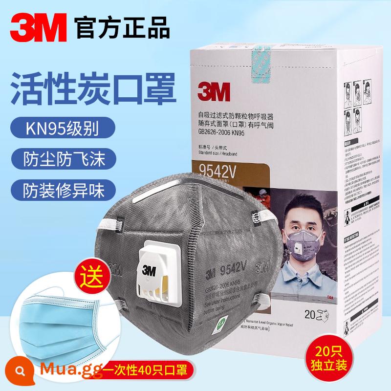 Khẩu trang 3M 9001/9002 chống bụi chống giọt sương chống sương mù pm2.5 cho nam và nữ 50 gói - 9542V [Gắn trên đầu] 20 gói riêng + 40 khẩu trang dùng một lần miễn phí