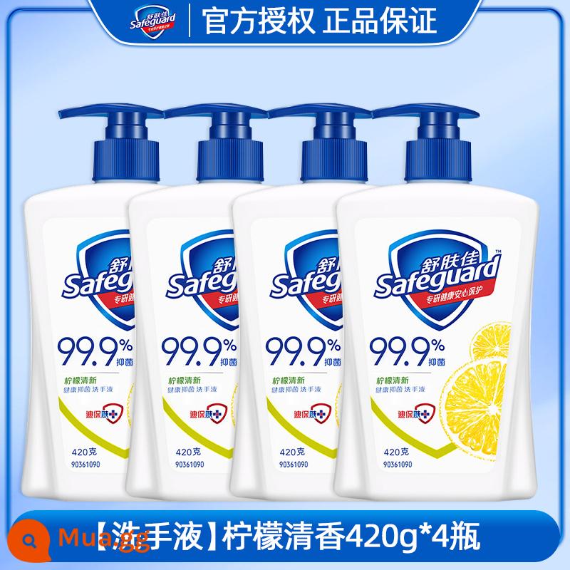 Bảo vệ nước rửa tay kháng khuẩn gia dụng chai lớn di động 420ml dành cho trẻ em không bọt đích thực cửa hàng hàng đầu chính hãng - Hương chanh 420ml*4 chai