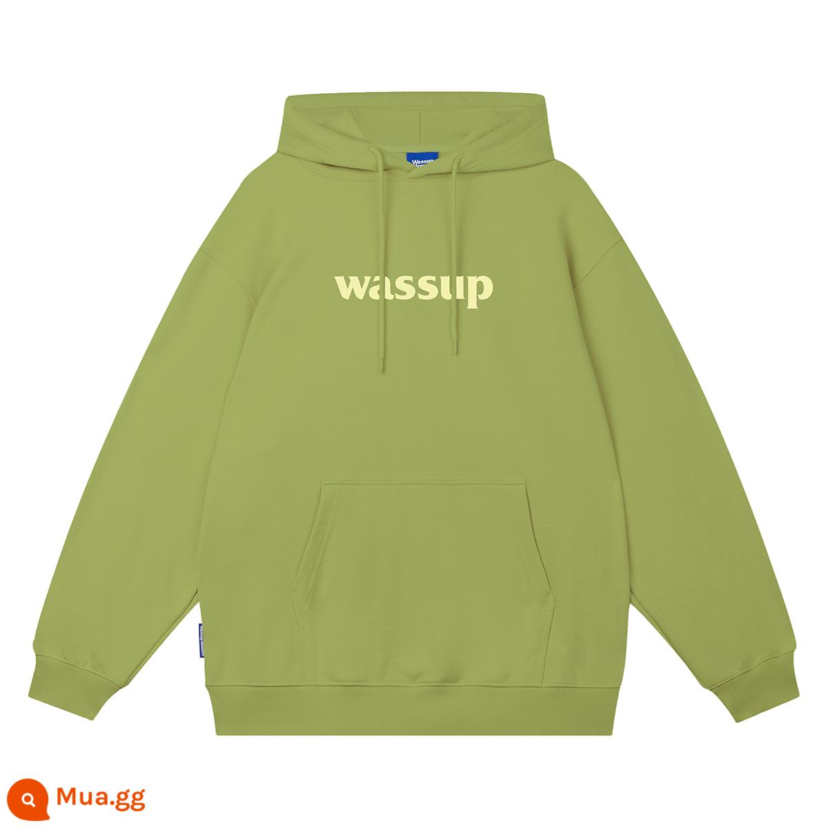 WASSUP hợp thời trang thương hiệu áo len nam áo khoác ngoài áo hoodie nặng cộng với áo chui đầu lông cừu mùa thu và mùa đông nữ phù hợp với triều đại quốc gia - quả bơ xanh