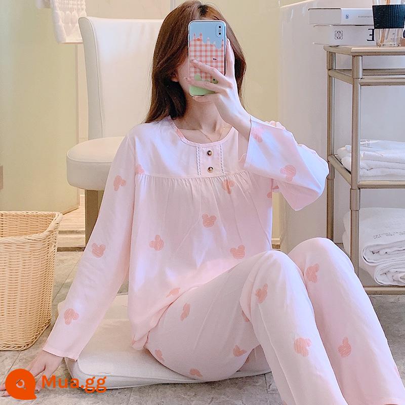 Bộ đồ ngủ cotton lụa mùa xuân và mùa thu mới 2023 cho nữ mùa hè mỏng cotton lụa mùa hè bộ quần áo mặc ở nhà điều hòa không khí - HDX dài tay-TT017-nữ