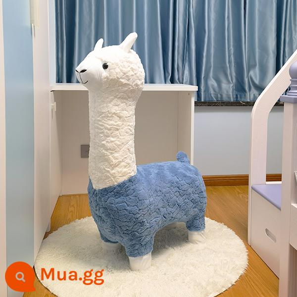 Quá Khổ Sáng Tạo Alpaca Ghế Động Vật Phân Tầng Trang Trí Thủ Công Giày Thay Đổi Phân Tân Gia Di Chuyển Quà Tặng Ngày Lễ - Alpaca xanh 1,05 mét (lông cừu dày)