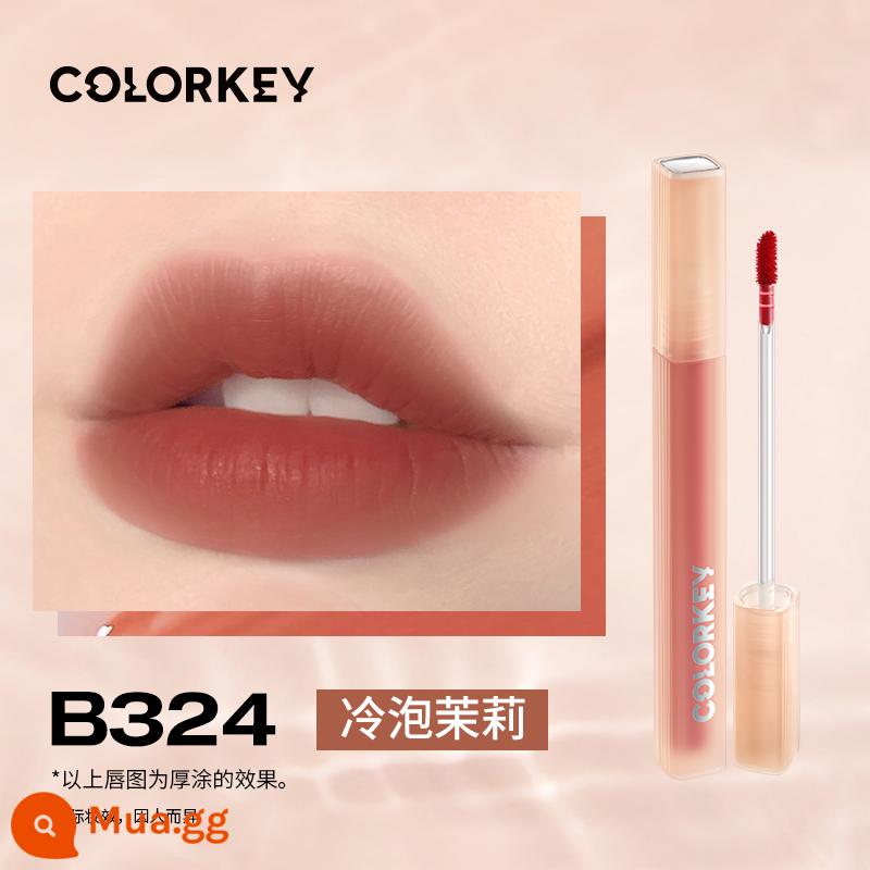 Colorkey Kelaqi son môi nhỏ màu đen bề mặt gương nước ánh sáng son bóng R702 thủy tinh môi cô gái mùa thu và mùa đông mà không cần trang điểm tự nhiên - [Giới hạn thu đông] Lip Lotion B324 Cold Brew Jasmine