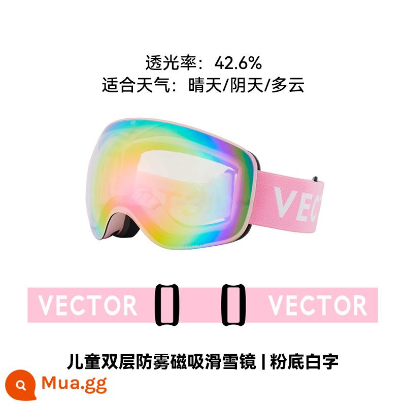 VECTOR kính trượt tuyết trẻ em mới hai lớp kính trượt tuyết hình cầu chống sương mù thiết bị trượt tuyết cho bé trai và bé gái - Nền tảng với chữ trắng [Trẻ em]