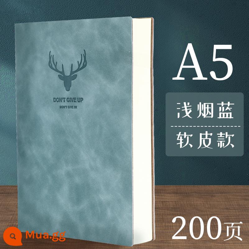 Máy tính xách tay dày a5 văn học cổ điển tinh tế nhật ký đơn giản sinh viên đại học sổ ghi chép văn phòng kinh doanh người b5 cuốn sách dày làm việc cuộc họp notepad logo có thể in tùy chỉnh - A5 màu xanh khói nhạt (200 trang)/Sưu tầm mua tặng bút