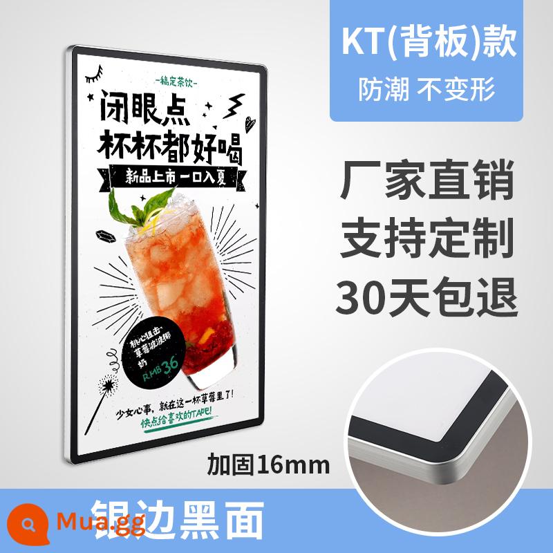 Khung quảng cáo thang máy hút từ tính khung áp phích khung hợp kim nhôm loại khung có thể thay thế a3a4 khung ảnh khung ảnh khung hiển thị tùy chỉnh - Mẫu KT bề mặt đen viền bạc