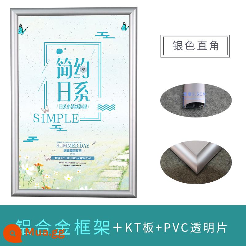 Khung quảng cáo thang máy khung hợp kim nhôm khung poster 2.5cm mặt trước mở 4 mặt khung khung thay thế khung ảnh đơn giản - góc vuông màu bạc mờ