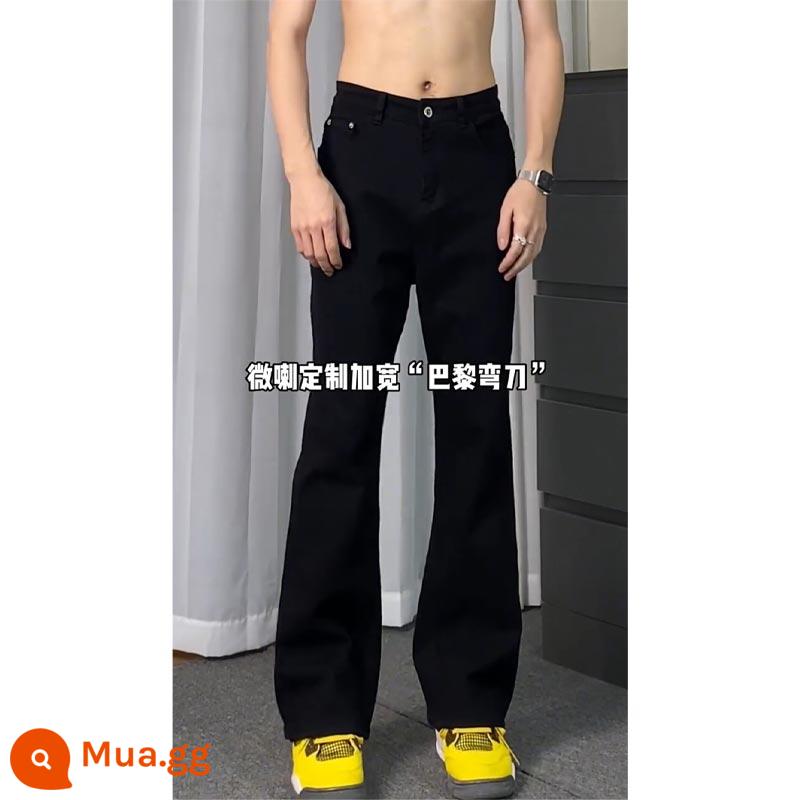 Quần jeans nam cleanfit scimitar xuân thu slim fit quần ootd Mỹ dạo phố cao cấp quần ống loe thẳng siêu nhỏ - đen