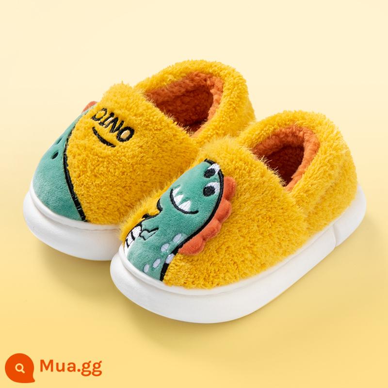 Dép bông trẻ em Mùa thu và mùa đông Boys Dép dép dễ thương Cô gái trong nhà trong nhà cha mẹ -Child Baby Home Shoes 2022 MỚI - Khủng long màu vàng [túi gót chân]