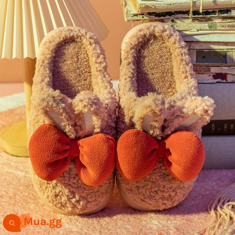 Dép bông trẻ em Mùa thu và mùa đông Boys Dép dép dễ thương Cô gái trong nhà trong nhà cha mẹ -Child Baby Home Shoes 2022 MỚI - nơ hồng