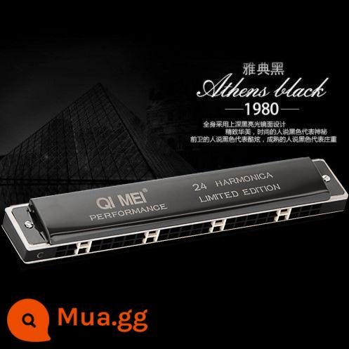 Harmonica phiên bản giới hạn đa âm điều chỉnh đặc biệt Chimei 24 lỗ màu đen bạc ở phím B-b/C-up/D/E/F/G/A/B/D - Phiên bản giới hạn Black Polyphonic A