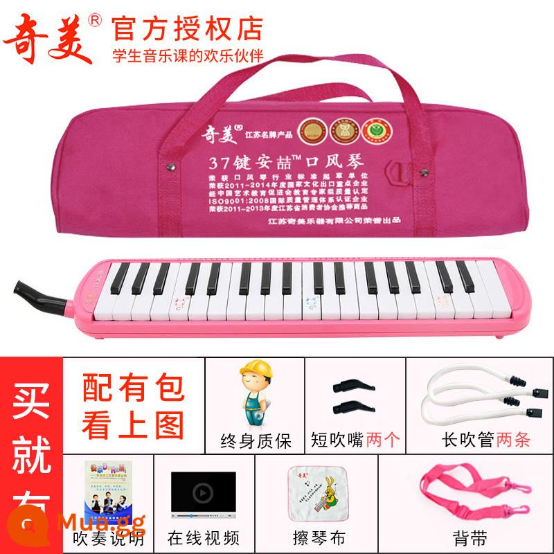 Đích Thực Chimei Miệng Đàn Organ Little Genius 37 Phím Xanh C Chìa Khóa Số 1 Học Sinh Tiểu Học Cứng Gói 32 Phím Miệng Đàn Organ - Túi vải mềm Anzhe 37 phím màu hồng + tài liệu giảng dạy + ống thổi dự phòng