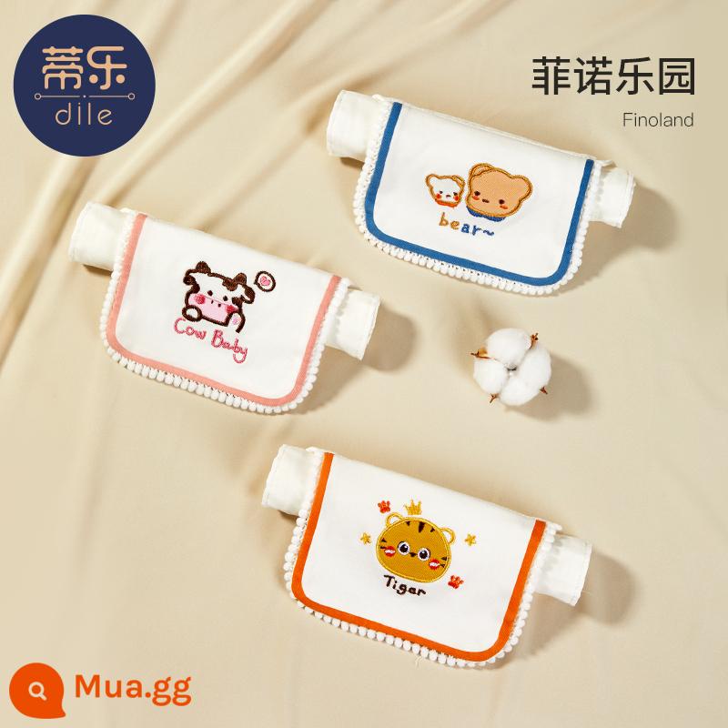 Khăn Ngói thấm mồ hôi cho trẻ em cotton nguyên chất size lớn mẫu giáo khăn thấm mồ hôi thêu tên bé miếng địu cho bé trai và bé gái - [Thêu tua rua cao cấp] Fino Paradise-3 miếng gạc 6 lớp