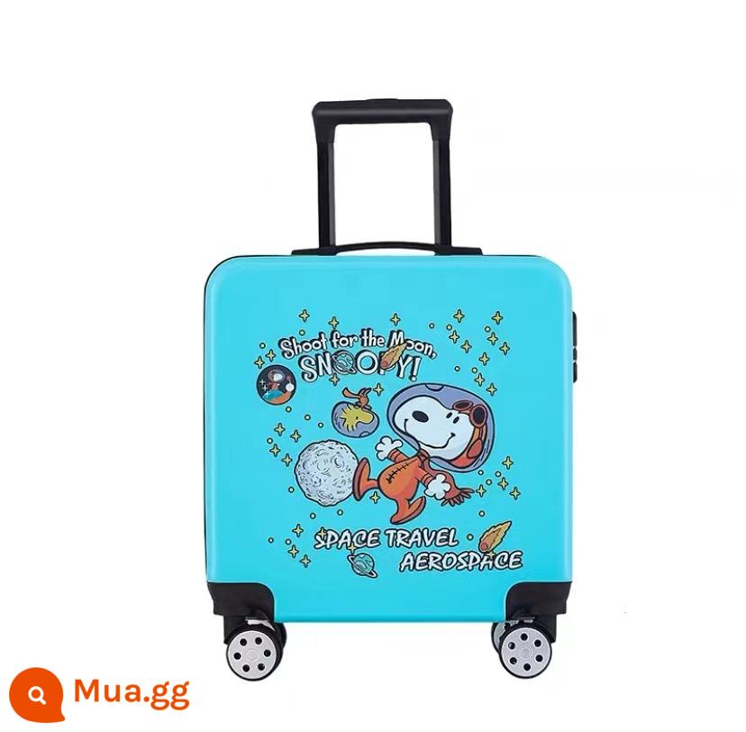 Hoạt Hình Xe Đẩy Trẻ Em Nữ 18 Inch Bé Trai Vali Vali Bánh Xe Đa Năng 20 Học Sinh Mật Khẩu Hộp Vali - Snoopy 20 inch màu xanh nhạt