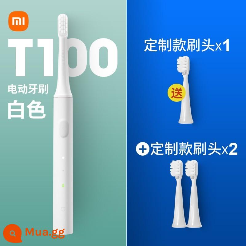 Bàn chải đánh răng điện trẻ em Xiaomi t100 bàn chải đánh răng điện sonic trên 6 tuổi, lông mềm, nhẹ, có thể sạc lại, làm sạch hoàn toàn tự động - T100 trắng + đầu cọ dự phòng 3