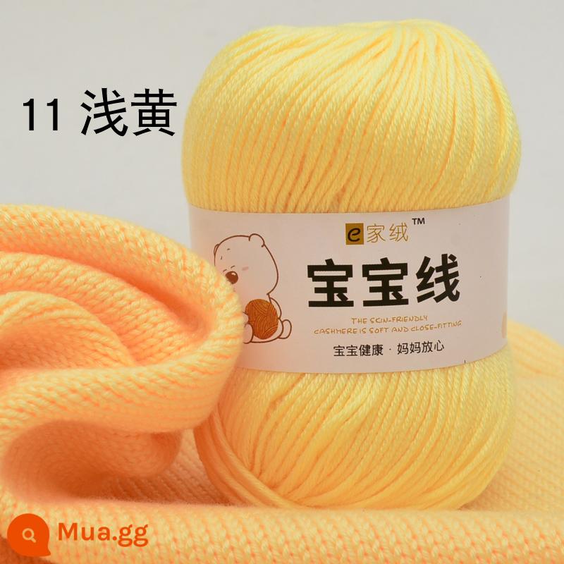 6 sợi len cho bé đặc biệt dệt lụa protein dày vừa cotton sữa chất liệu túi móc dép len cho bé bóng - Huỳnh quang màu vàng số 11