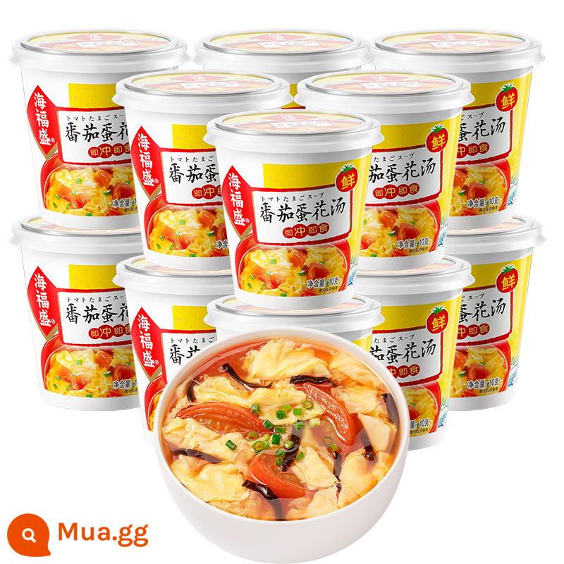 Súp rau tươi hoa dâm bụt Haifusheng 12 chén Súp trứng cà chua Súp rau ăn liền - Súp cà chua và trứng*12 cốc