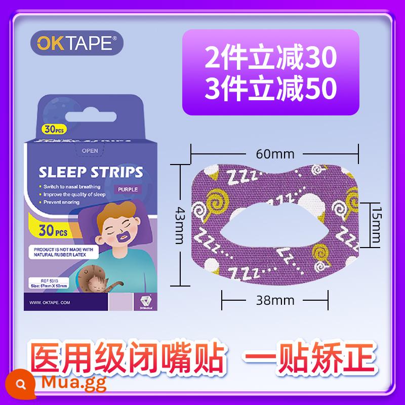 OKTAPE Miệng Thở Hiệu Chỉnh Miếng Dán Ngủ Chống Đóng Mở Miệng Miếng Dán Trẻ Em Phì Đại Adeno Mặt Corrector - Kem tím 30 miếng/hộp (dành cho thanh thiếu niên từ 8-15 tuổi)