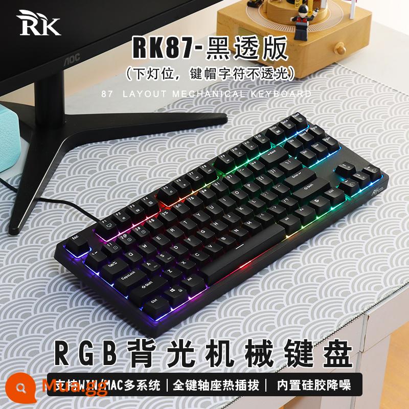 RK87 Keyboard cơ học Trục Red Trà Trục màu xanh lá cây Kaihua Box Trục trắng tùy chỉnh đầy đủ -Ka Hot Chèn 87 Key RGB - 87 phiên bản màu đen mờ, ký tự keycap ánh sáng thấp hơn mờ đục