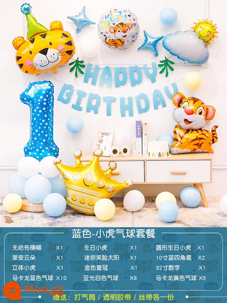 Tiger baby 1st trang trí sinh nhật bong bóng trẻ em bé trai và bé gái bắt Zhouli nền tường cảnh bố cục bộ - Gói một tuổi Tiểu Hổ "Xanh" [Xin lưu ý tuổi sinh nhật của bạn khi đặt hàng]