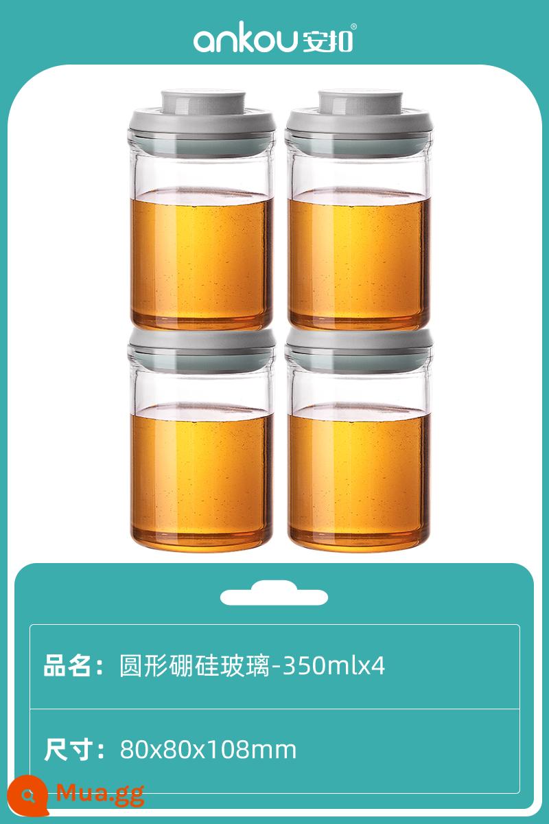 Chai mật ong Ankou mật ong bao bì chai đặc biệt lọ mật ong lọ thủy tinh kín lọ cấp thực phẩm trà bưởi lọ kín - Ly 350ml*4