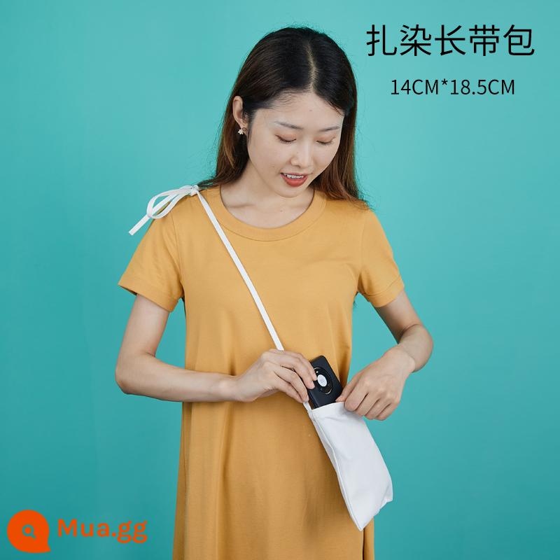 Dây Buộc-THUỐC NHUỘM Áo Thun nguyên chất cotton vải trắng vuông khăn nhuộm nhiều màu túi vải nhuộm thủ công vải batik hộp đựng bút chì - Túi đeo chéo dài 14*18.5 cm cotton nguyên chất màu trắng tinh khiết