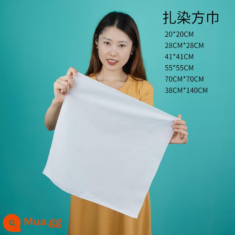 Dây Buộc-THUỐC NHUỘM Áo Thun nguyên chất cotton vải trắng vuông khăn nhuộm nhiều màu túi vải nhuộm thủ công vải batik hộp đựng bút chì - 1 khăn vuông 28*28 cm, viền tinh tế