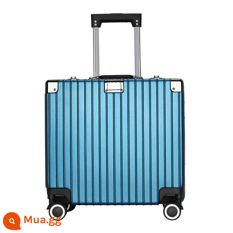 Vali xe đẩy khung nhôm 18 inch Vali 20 inch được mang lên máy bay miễn phí check-in chuyến công tác Mật khẩu hộp cắt ngang - màu xanh da trời