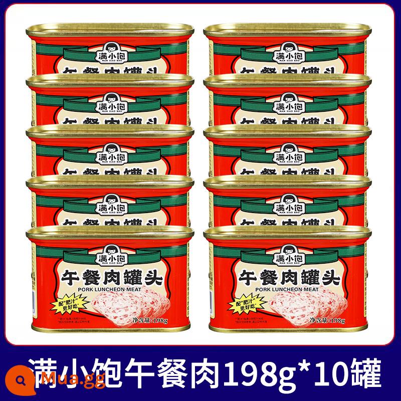 Thượng Hải Meilin Luncheon Thịt Đóng Hộp 198g * 10 Lon Thành Phần Lẩu Ăn Liền Sandwich Thực Phẩm Nấu Ăn Liền Flagship Store - Thịt hộp Manxiaoman 198*10 lon