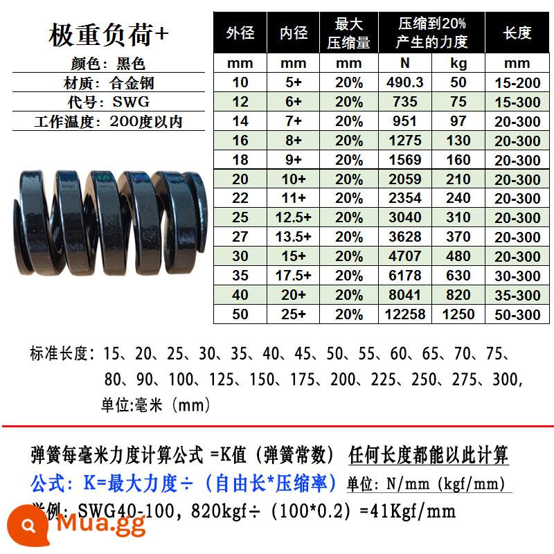 Khuôn lò xo nhập khẩu lò xo màu vàng xanh đỏ xanh cường độ cao phụ kiện khuôn chịu nhiệt độ cao lò xo phẳng lò xo hình chữ nhật - SWG/YSWG-nét đen 20% - kích thước khác nhau và đơn giá khác nhau