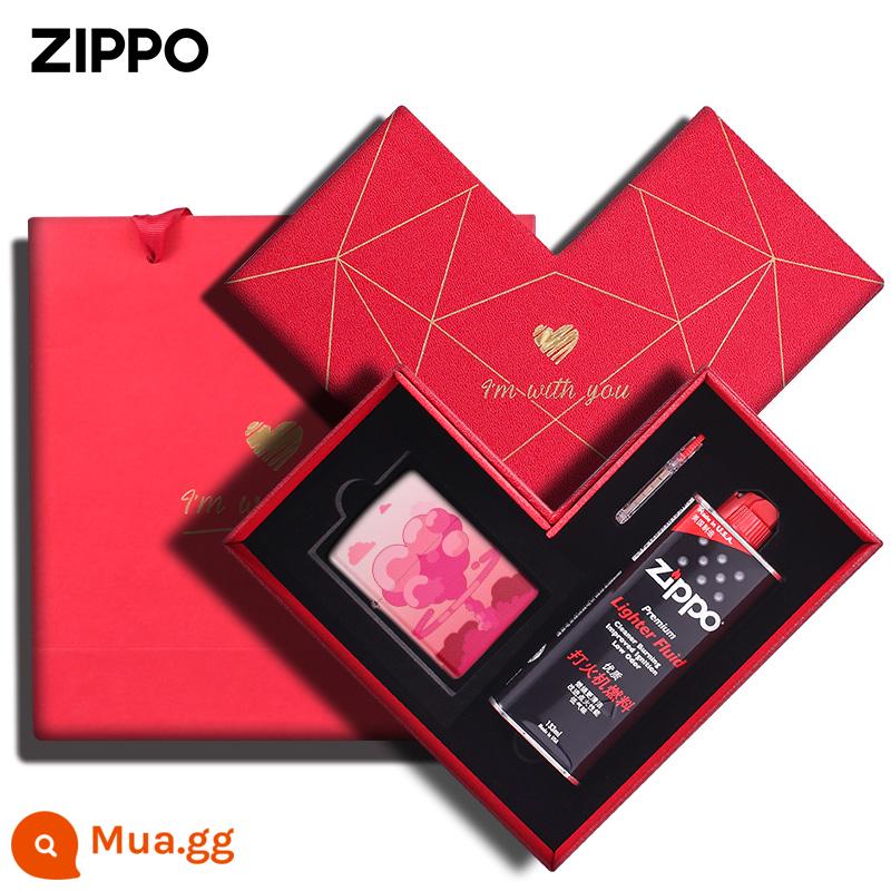 Zippo bật lửa Zippo mạnh mẽ chính hãng chính hãng in màu chống gió bật lửa dầu hỏa tặng bạn trai - Rực rỡ [Hộp quà tình yêu]