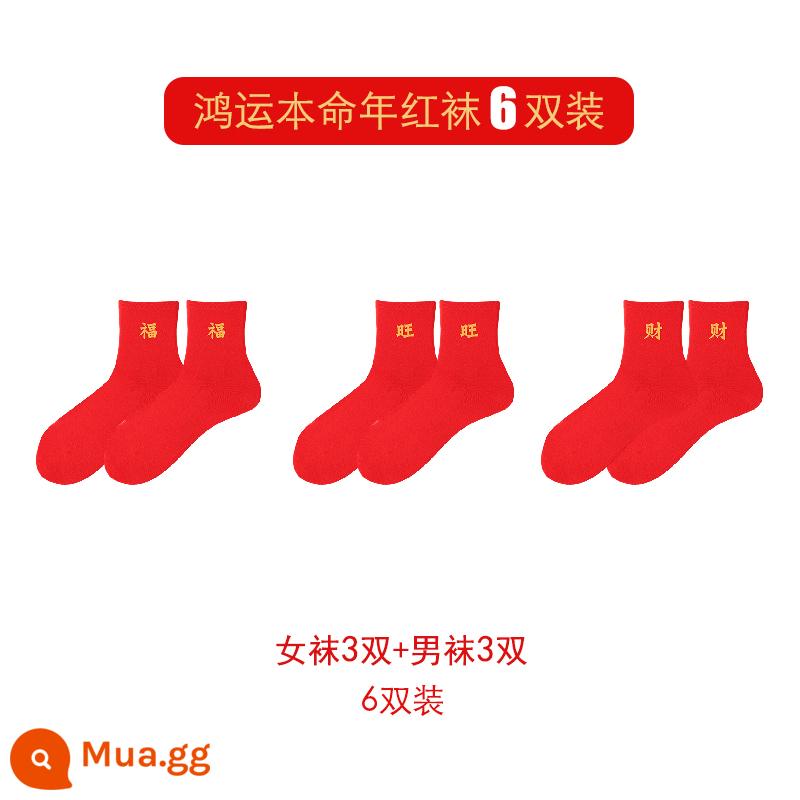 Hongyun SOCKS được định sẵn là năm của những con thỏ, vớ màu đỏ trung bình, chiếc vớ kết hôn bằng vải cotton mềm bằng ống nhỏ - [Trộn và kết hợp] Hạnh phúc nữ + thịnh vượng nữ + phú quý nữ + hạnh phúc nam + thịnh vượng nam + phú quý nam (6 cặp túi tinh tế 57012618)