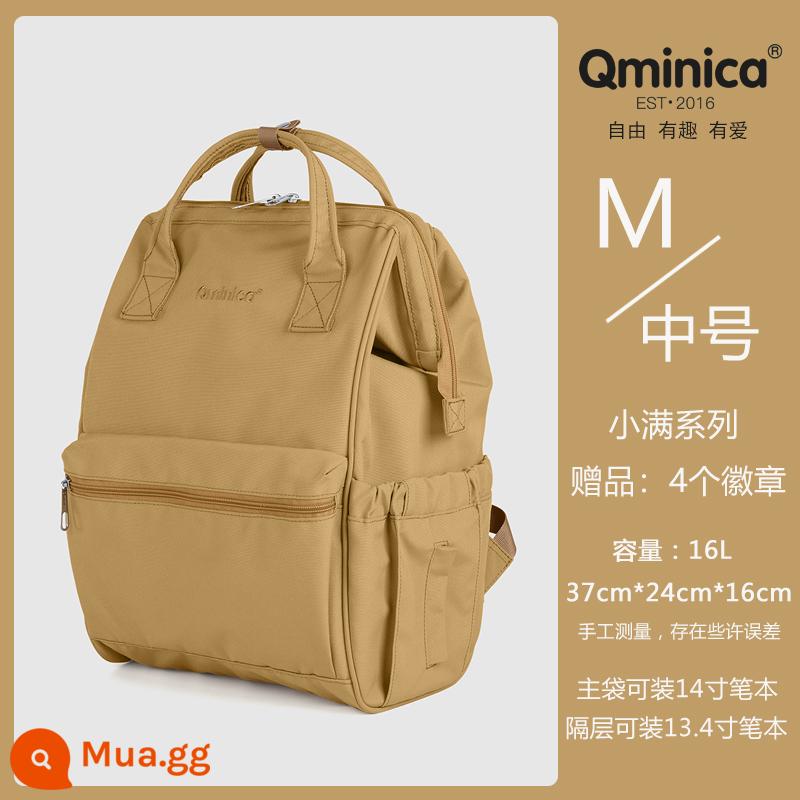 Ba lô sức chứa lớn Qminica nam túi máy tính 15 inch cặp đi học nữ sinh viên đại học ba lô du lịch chống nước đơn giản - Màu vàng kem cỡ vừa có hàng, giao hàng trong vòng 48 giờ